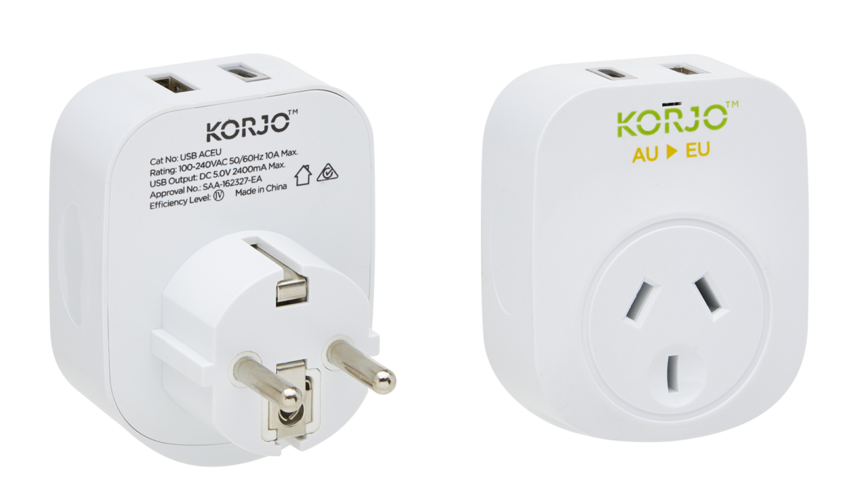 Korjo USB A+C & Power Adaptor - Europe/Bali