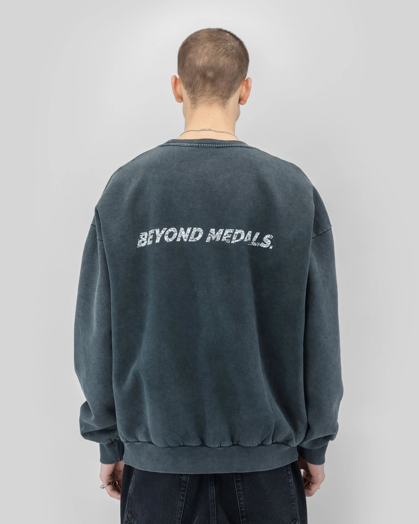 Beyond Medals Distressed Logo Crewneck