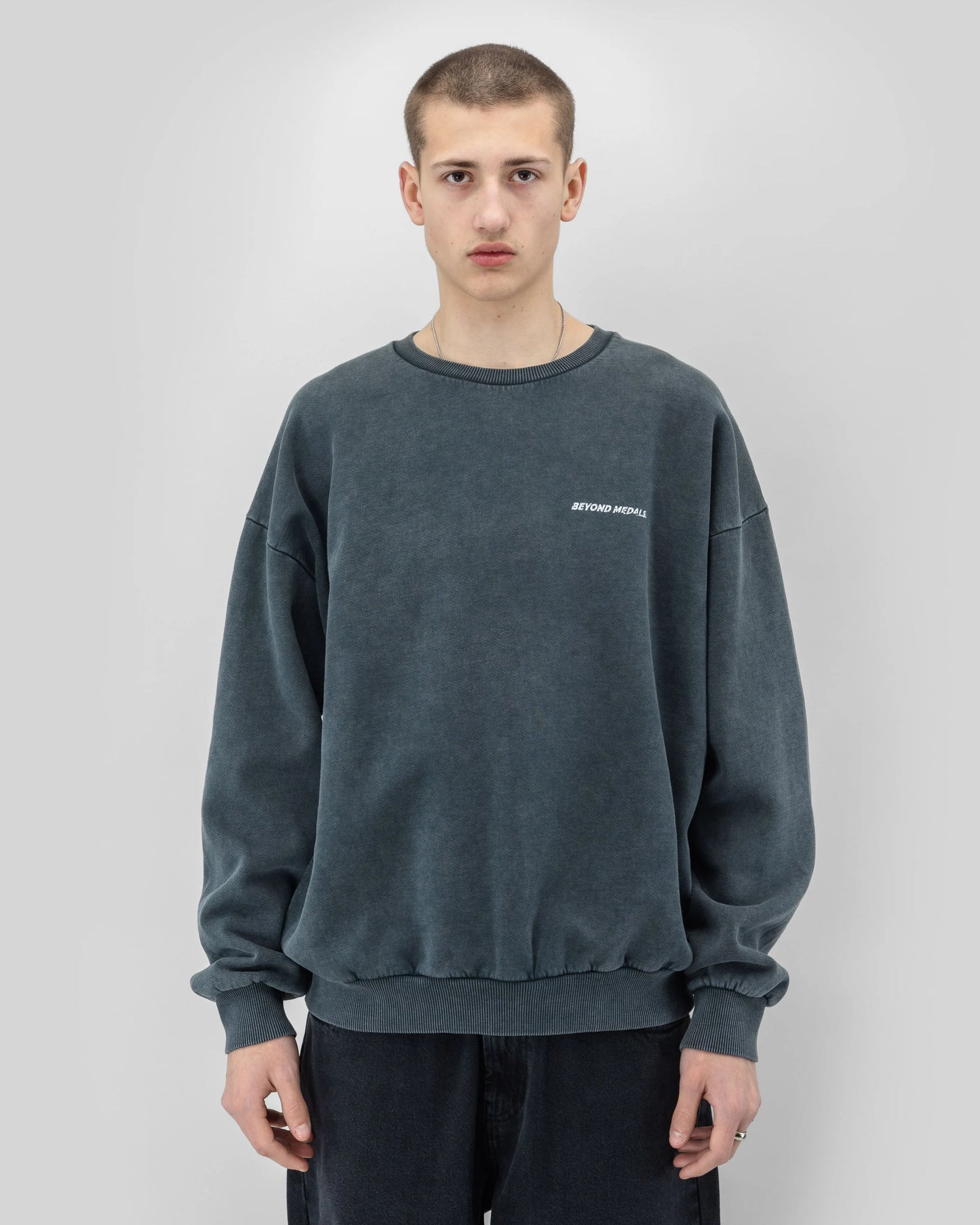 Beyond Medals Distressed Logo Crewneck