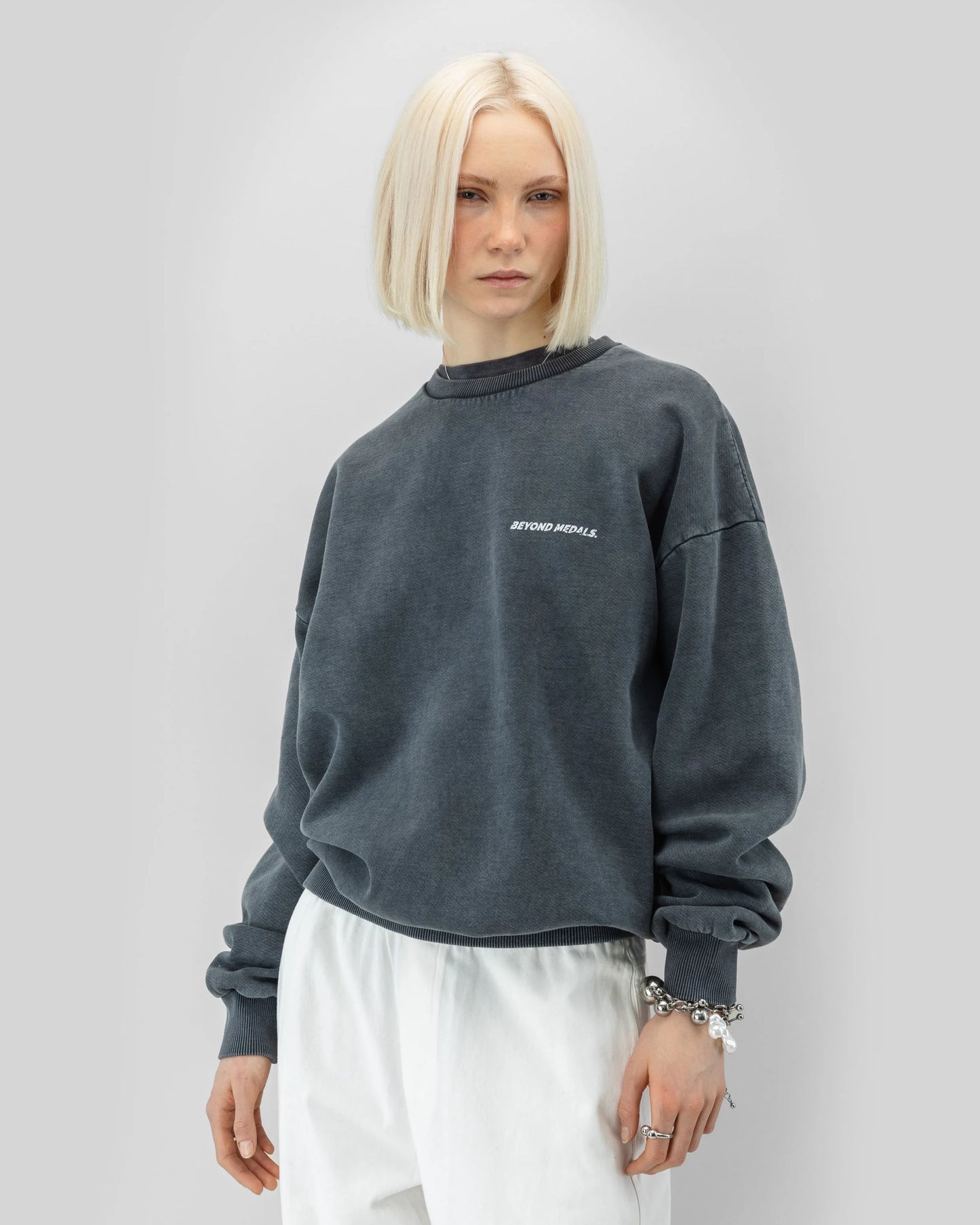 Beyond Medals Distressed Logo Crewneck