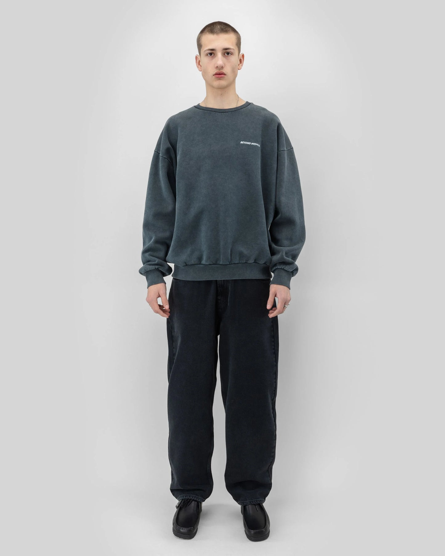 Beyond Medals Distressed Logo Crewneck
