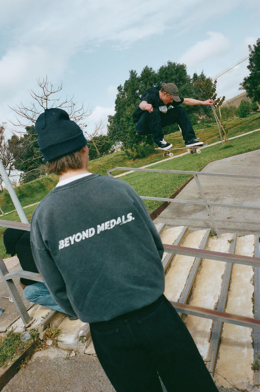 Beyond Medals Distressed Logo Crewneck